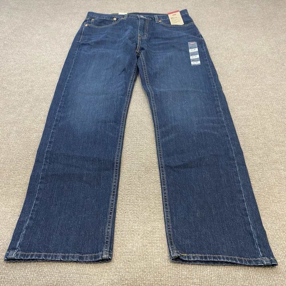 Levis 505 Jeans Mens 34x32 Blue Medium Wash Regular Straight Stretch Denim Pants